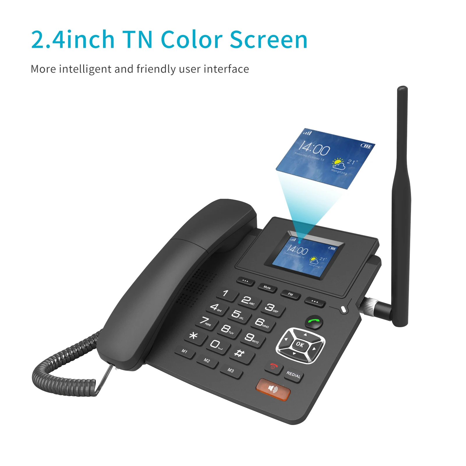 Hd0d28f4c8a1248769052cfb7ebb85cf24 4G Desktop Dual modes Wireless Telephone 4G VOIP Phone Support 2 SIP Accounts WIFI SIM Card wi/ Antenna LCD Screen Auto Answer