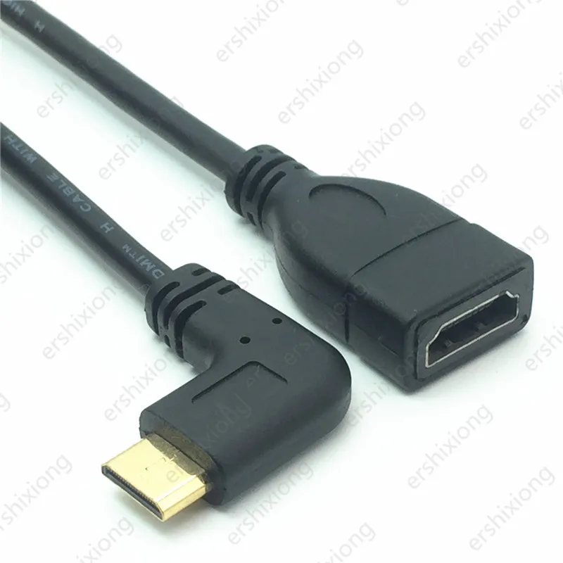 Hd142e43003954923866c6938a009ed68W Standard 1080P Mini HDTV Type C to HDTV Cable Male to Female 90 Degree Right Angle Converter Adapter Extension Adapter
