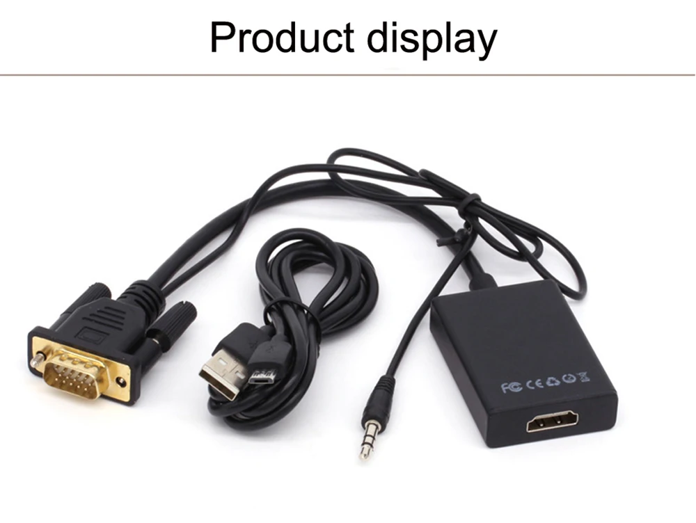 Hde13901ed45c4c53b6164c414f3ec439b VGA To HDMI-Compatible Cable Converter for Ps4 Tv Box Aux Audio Splitter Display Port Projector Television Extender Adapter