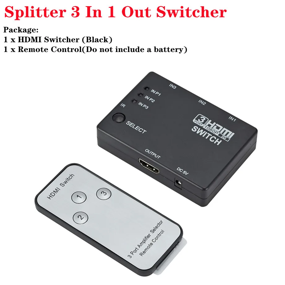 Heada041907624d83929e2b6c8b3bee68J 4K 2K 3x1 HDMI Cable Splitter HD 1080P Video Switcher Adapter 3 Input 1 Output Port HDMI Hub for Xbox PS4 DVD HDTV PC Laptop TV