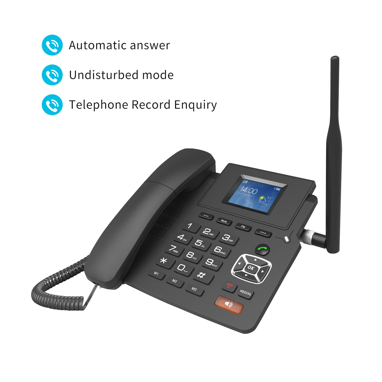 Hecb9d9b4b64148f0898d487edc4fe120k 4G Desktop Dual modes Wireless Telephone 4G VOIP Phone Support 2 SIP Accounts WIFI SIM Card wi/ Antenna LCD Screen Auto Answer