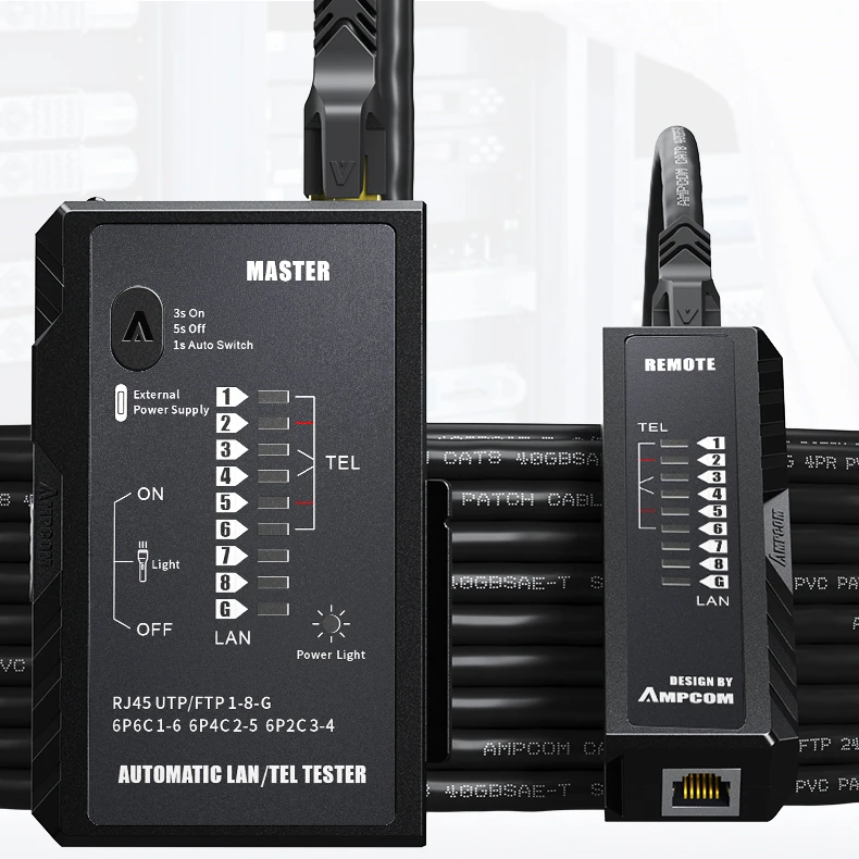 Hfe00ec82309340ca917975856e6cb22as AMPCOM Tester de Cable de red rj45 RJ11 red LAN Ethernet RJ45 probador de Cable de LAN herramienta de Red red de reparación