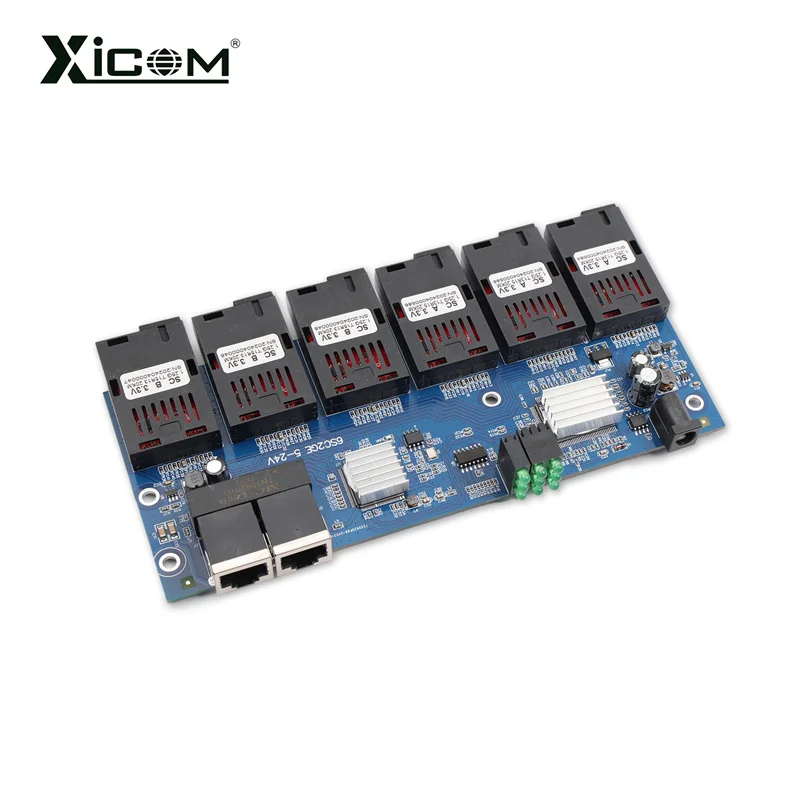 S053913c2ce374b27a6846318dc17a69d5 100/1000M Ethernet Optical Fiber Media Switch Converter Gigabit 6*Fiber Port 2*RJ45 Port FTTH Singlemode Switch Fibra PCBA Board