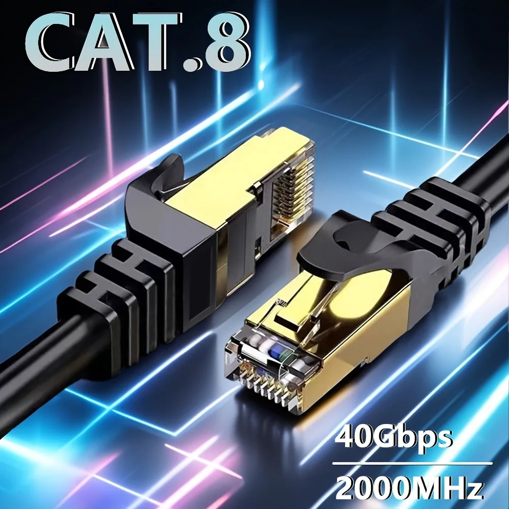 S05e289c222b648d2a86dec896e83b74cZ CAT8 Ethernet Cable 40Gbps 2000MHz Flat Nylon Braided Network Lan Cord for PC Modem Laptop PS 5 0.5/1/2/3/5/10/15/20/30M