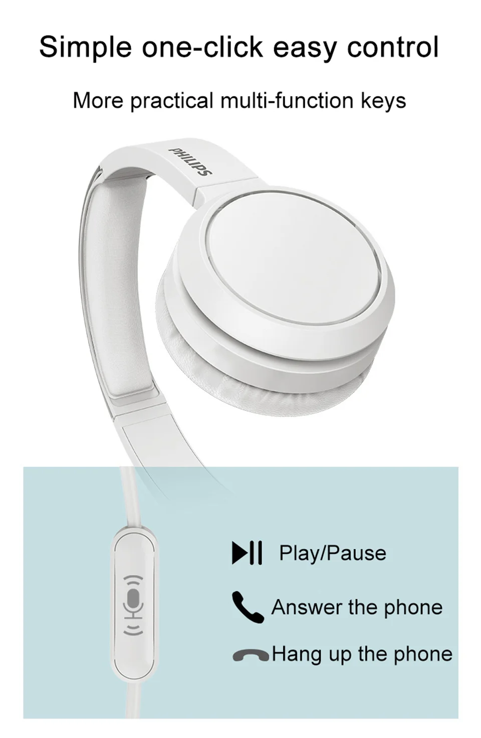 S0a9e107c57c6497c924f79005a031ec0R Philips TAH4105 Wired Headphones HiFi Stereo HD Call Headset With MIC Suitable For Online Learning And Outdoor Sports Earphones