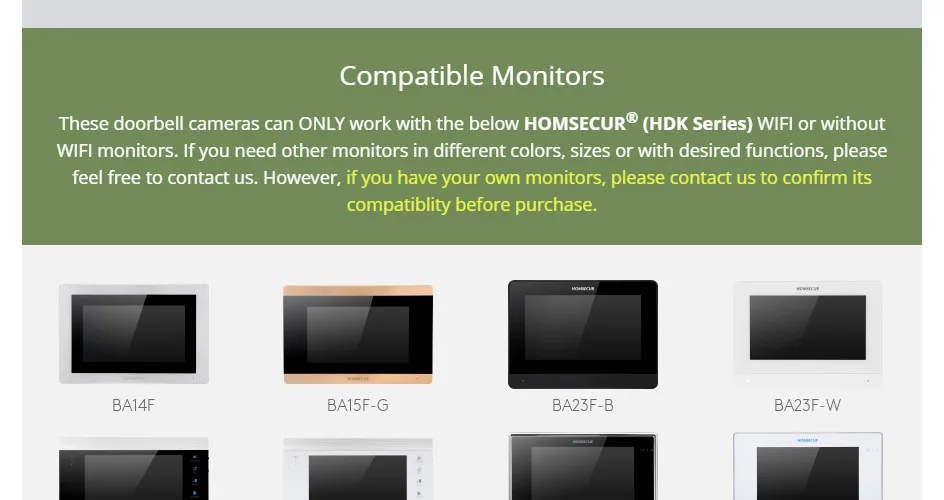 S0b504cd86dfc4e13beadb803ab95e191x B08AF 4 Wire Waterproof 1080P HD Doorbell Camera RFID Password Access for HOMSECUR Tuya WIFI Video Doorbell Intercom System