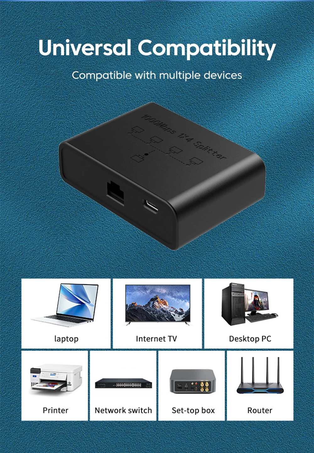 S0e301c7dc67941ae9240809d49866cb7i 4 in 1 Network Switch 10/100/1000Mbps Ethernet RJ45 Port Wire Network Signal Transmission Switch For Computer Router Internet TV