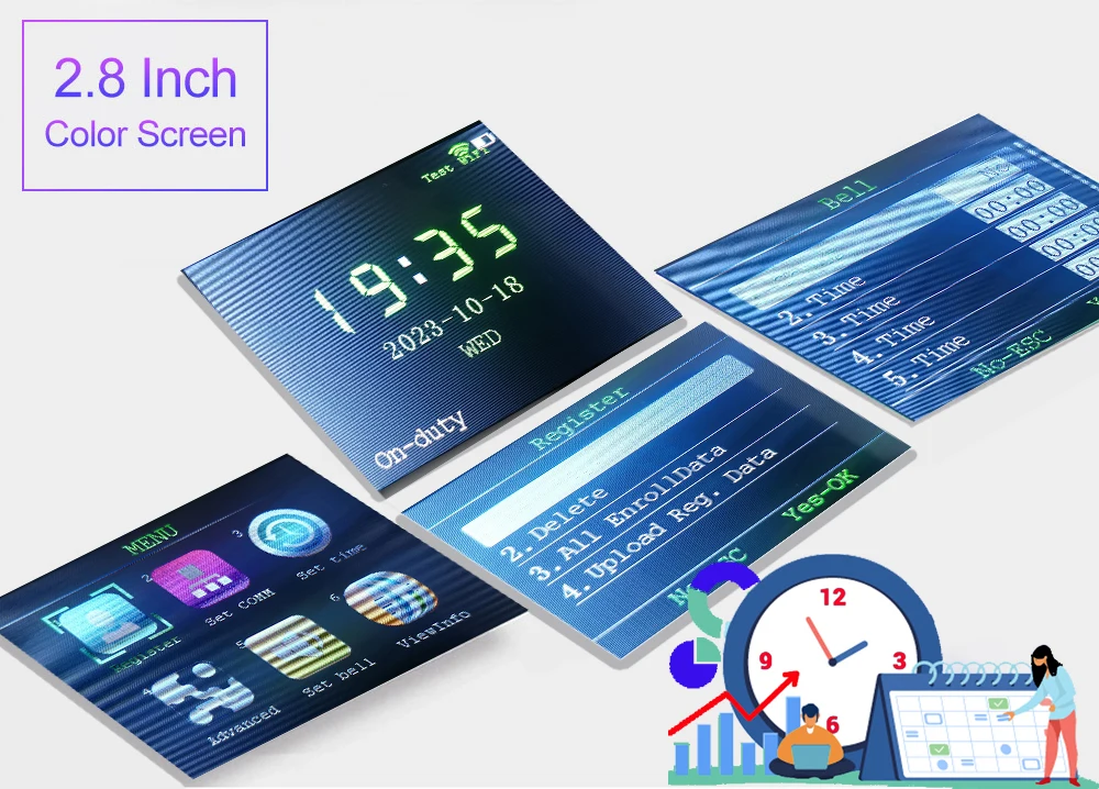 S0f449e6447754d81acbe411afe096111K WiFi Proximity RFID IC NFC Card Time Attendance Machine Smart Card Clock System Employee Checker Assistance with Battery Option