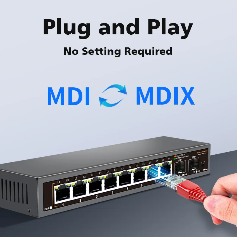 S0f737835415a4d2eab145cb68808a378D Hisource 8 Port 2.5G Ethernet Switch None POE Network Switch with 2*10G SFP Port unmanaged