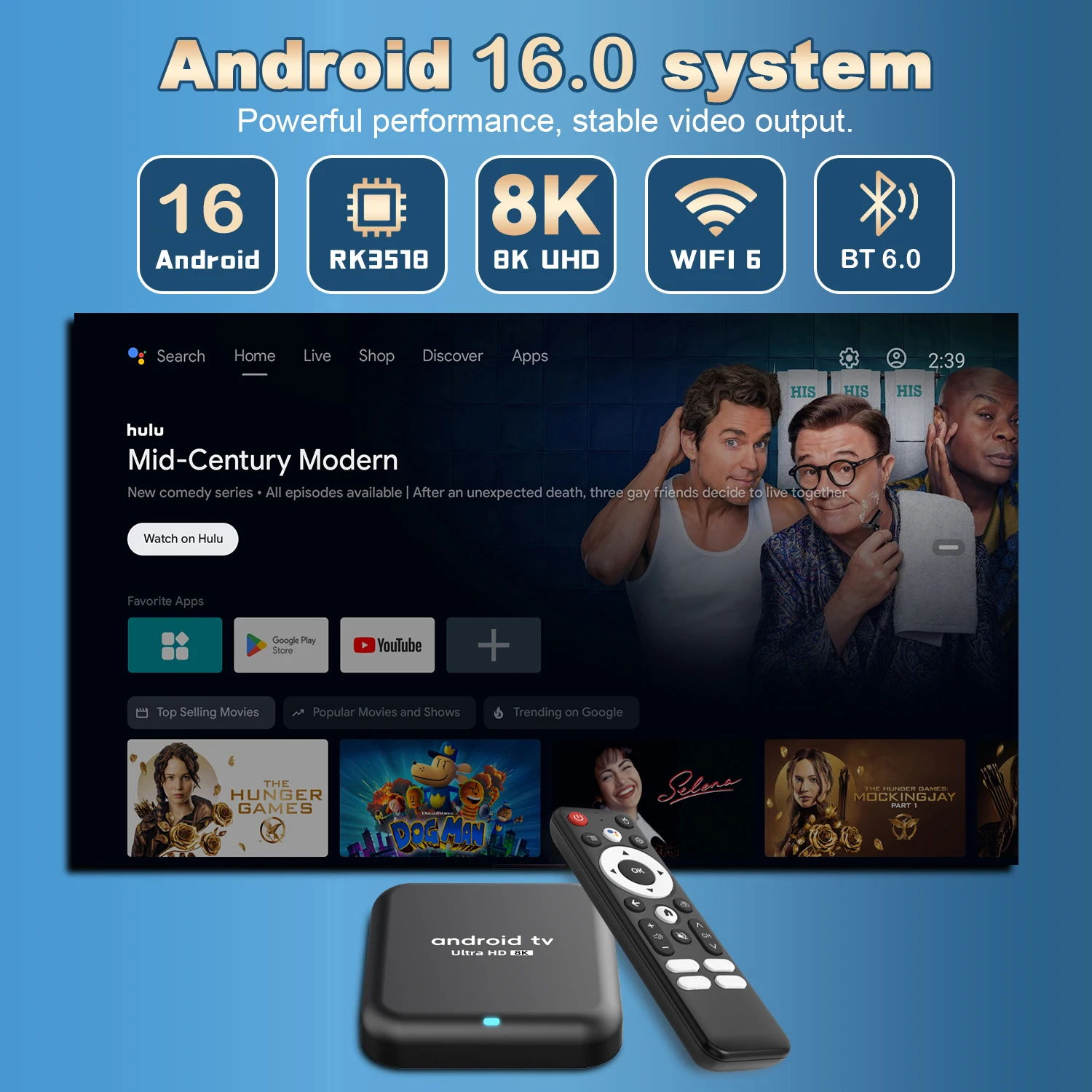 S10276d613e984cca8106cc3ac99609f2Z TV Box RK3518 Android 16 8K BT6.0 Ram 4GB 8GB Rom 128GB 256GB Dual Wifi 5G Wifi6 Media Player Google Assistant Smart TV Box Q18