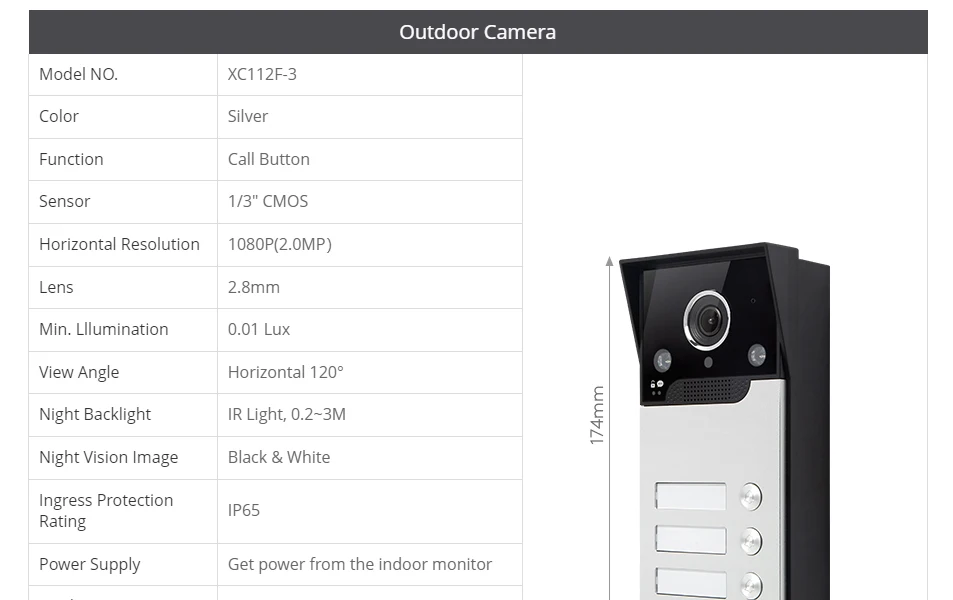 S12249b2694c94547858180e2b791af81R XC112F-3 HD IP65 Doorbell Camera with 3 Call Buttons for 4 Wire 1080P Tuya APP Video Door Phone Intercom Home Security 3 Flats