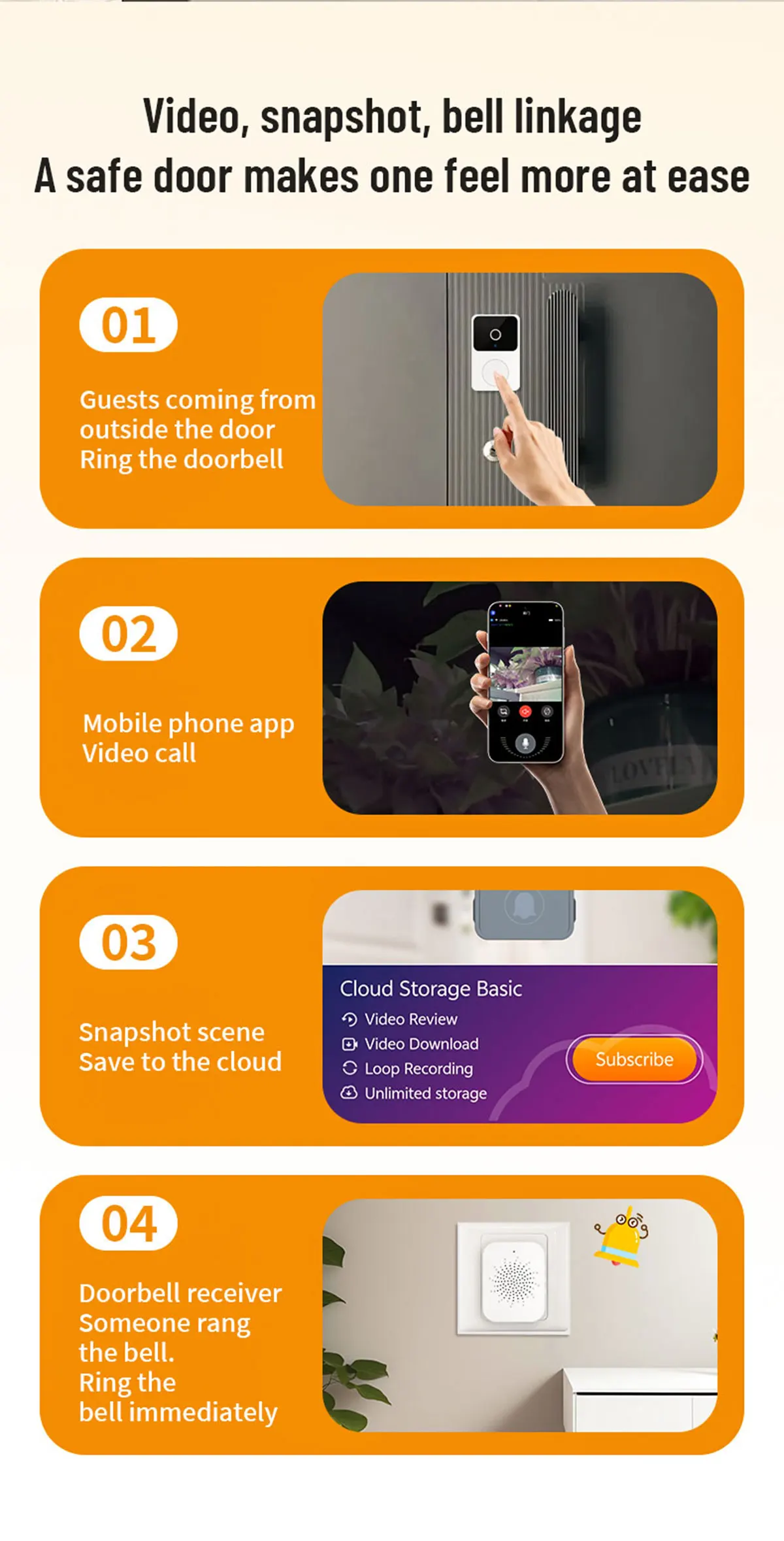 S12d36bb13efe4db98f541897fcf66a49v WiFi Doorbell Intercom Rechargeable Low Power Video with Night Vision HD Intelligent Security Home Intercom System