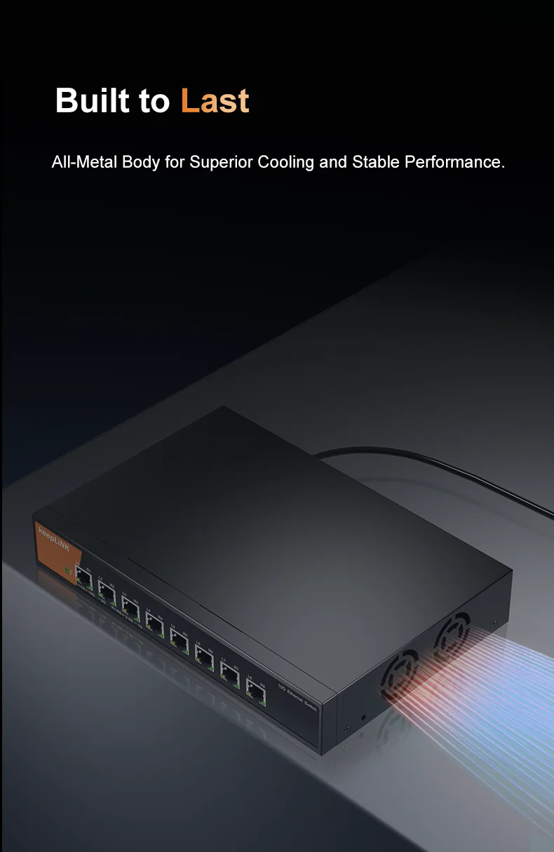 S135e11f4e61148499e4e464ed9ea69c8f KeepLiNK 8 Port 10G/Multi-Gig Unmanaged Ethernet Switch Desktop/Wall-Mount Plug and Play Sturdy Metal Casing