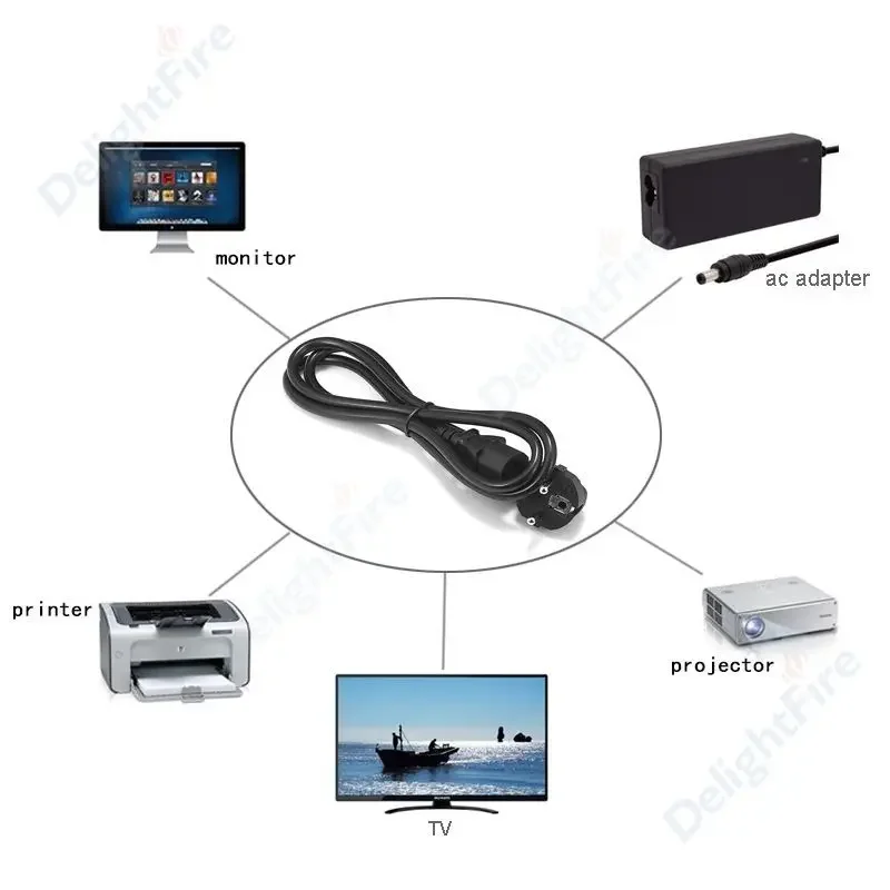 S158748d9dbed454db48572143cef17703 EU Power Cable IEC C13 Power Extened Cable 1.2m 1.5m 2m 3m AC Power Supply Extension Cord For PC Computer LG TV Monitor Laptop