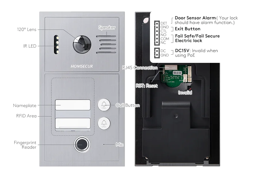 S15c1ca09019f4f3da5e1b2dc69953271w B19BP-H IP PoE Doorbell Camera Fingerprint RFID Access For HDK IP Series Video Door Phone System