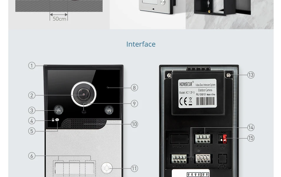 S1894b9f2d33a4f48918c795cbafd2f24r XC112F-3 HD IP65 Doorbell Camera with 3 Call Buttons for 4 Wire 1080P Tuya APP Video Door Phone Intercom Home Security 3 Flats