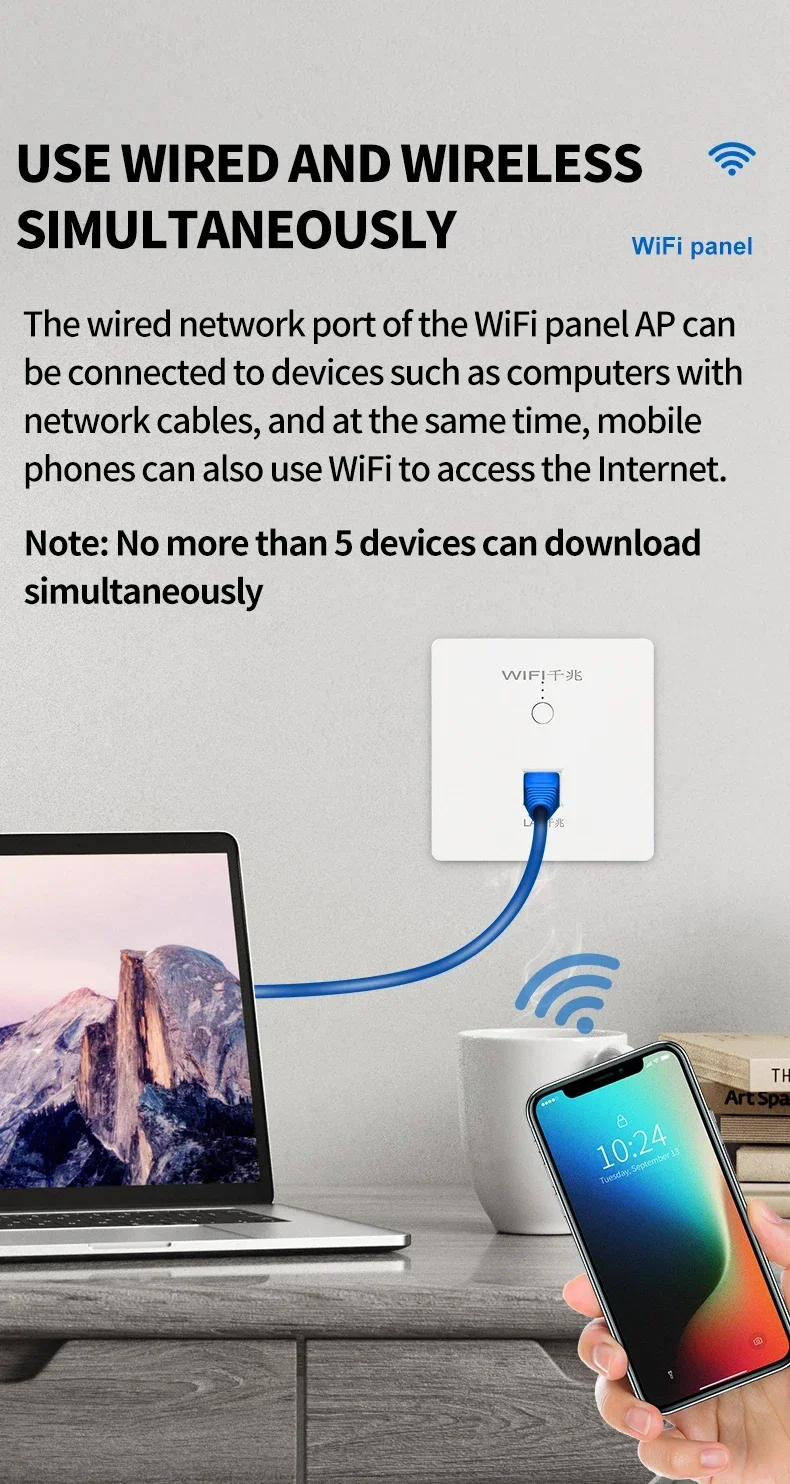 S1a3f2f8ada45494d9aae1fbe87474ec9Z POE Power Supply WIFI Router 1000Mbps Wireless repeater extender power AP Relay Smart 5G Ethernet In Wall Routers Embedded Panel