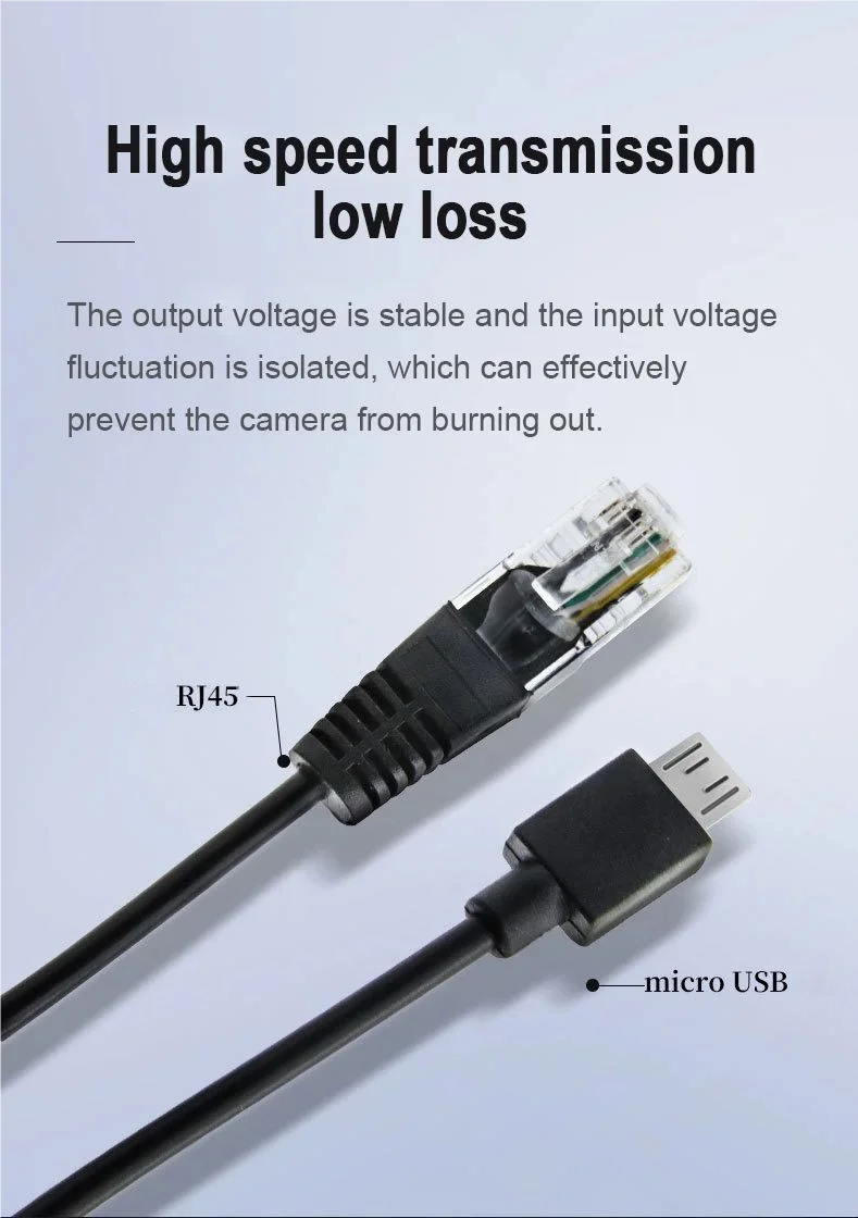 S1b8348e137ec48dfb85d9d13e4a14d02l POE Splitter 48V to 5V Micro USB tpye-C 100Mbps and1000Mbps Gigabit POE Camera Injector Power Supply for Huawei Hikvision