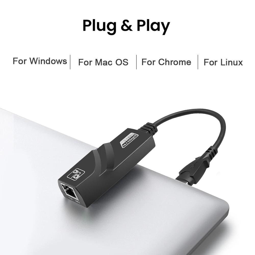 S1bf5c807caea475081dd8b0bc0bc3677t 10/100/1000Mbps USB 3.0 Wired Network Card USB to RJ45 Type C to RJ45 LAN Ethernet Adapter for PC Macbook Windows Laptop