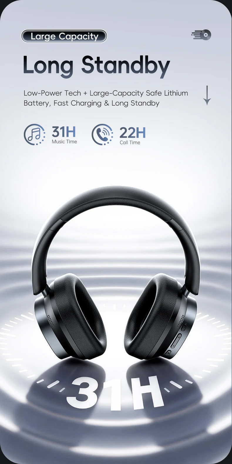 S1cb8e8cd33264b129bf5ab3dd959b27a1 Acer Ohr633 2026 Nouveau modèle, casque Bluetooth sans fil HiFi stéréo, ANC réduction de bruit d'appel, pliable réglable, micro HD intégré, gaming