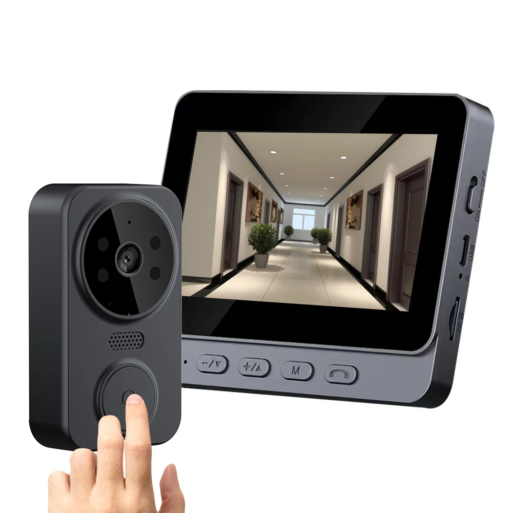 S1e0c0ae7e21f4a4b817d66cfb989ed5dL WiFi Video Doorbell 1080P 4.3inch IPS Screen Video Intercom IR Night Vision Eye Peephole Camera 2.4G Wireless Door Bell for Home