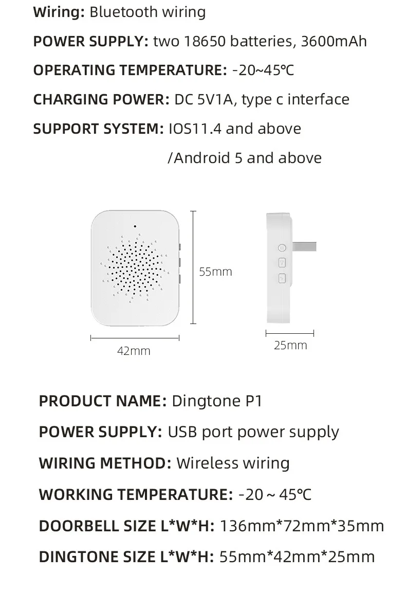 S1fcffc9c24314d13afc99f7efaa1aa06F Wireless Video Doorbell with Solar Rain Cover Waterproof Wifi Door Bell Camera Color Intercom Video Doorbell Smart Home Security