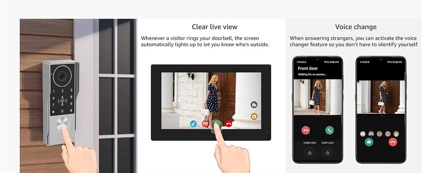 S204a2ba705754c769017a809086a03f6l 2-Wire TUYA Smart Video intercom doorbell 1080P Waterproof Camera 5G Wifi 7/10inch Touch Screen Support Password Inductive Card