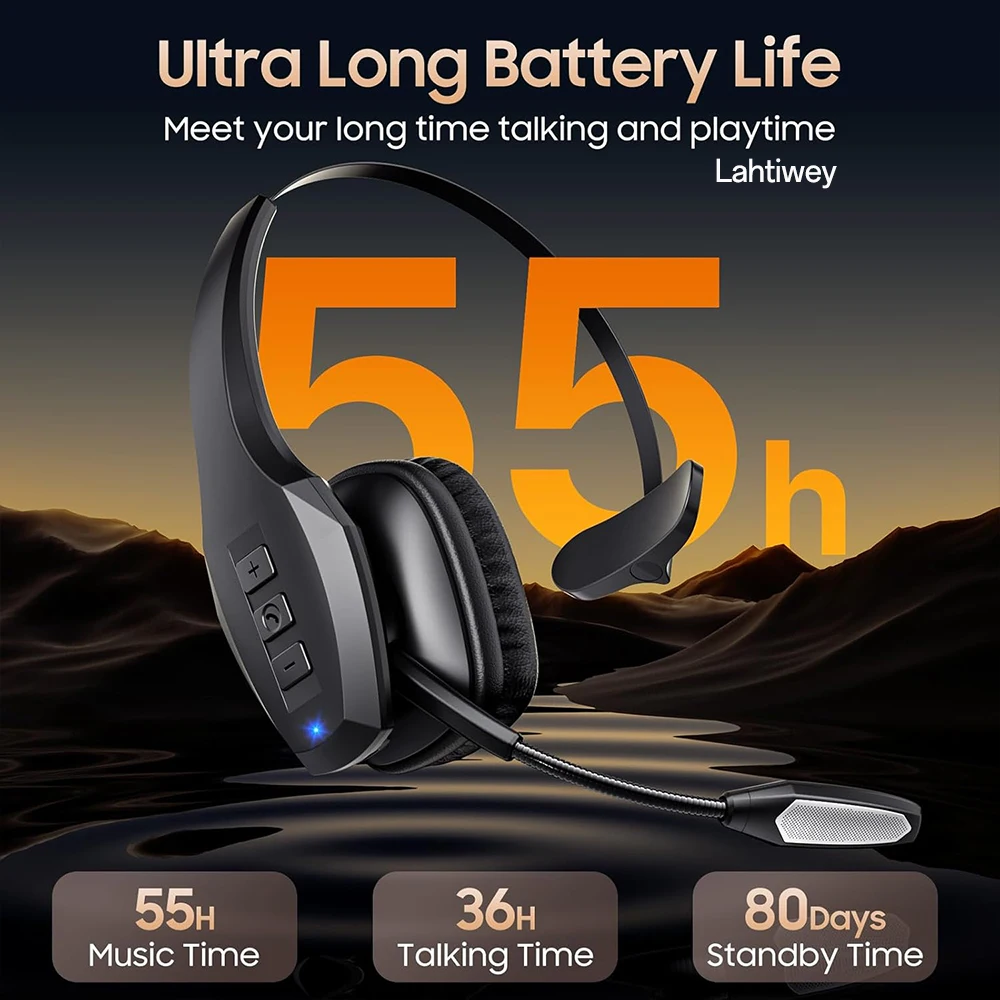 S21b97c17f16c4b2ba9ad06adcbfacef4L Trucker Bluetooth Headset, Wireless Headset with Mic, Bluetooth Headsets with Dual Noise Cancelling Microphone & Mute Button