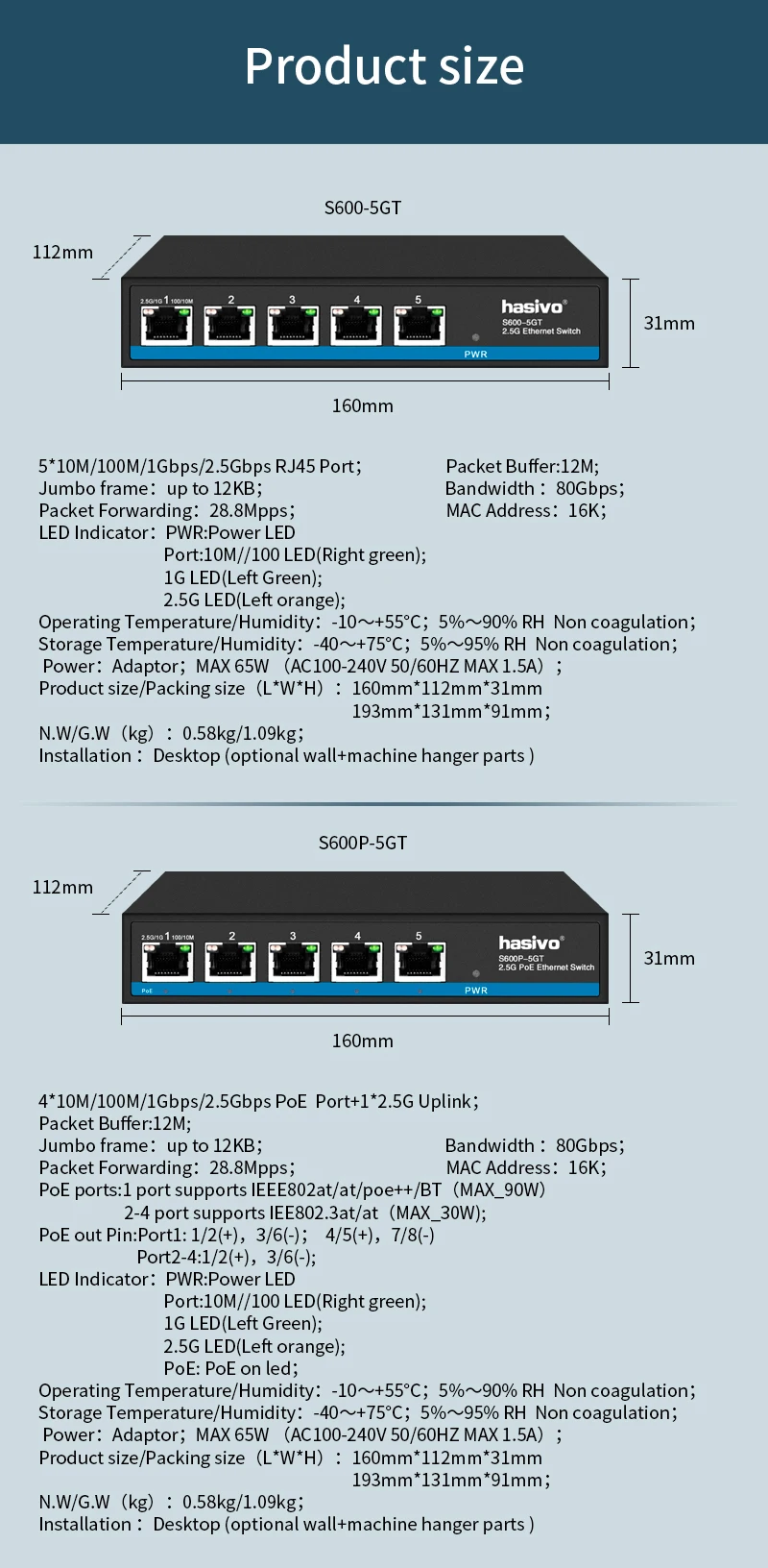 S23fcf816d3764ed0a6667b9622678267q 5x2.5G RJ45 Ethernet PoE Switch Desktop Ethernet Network Switch