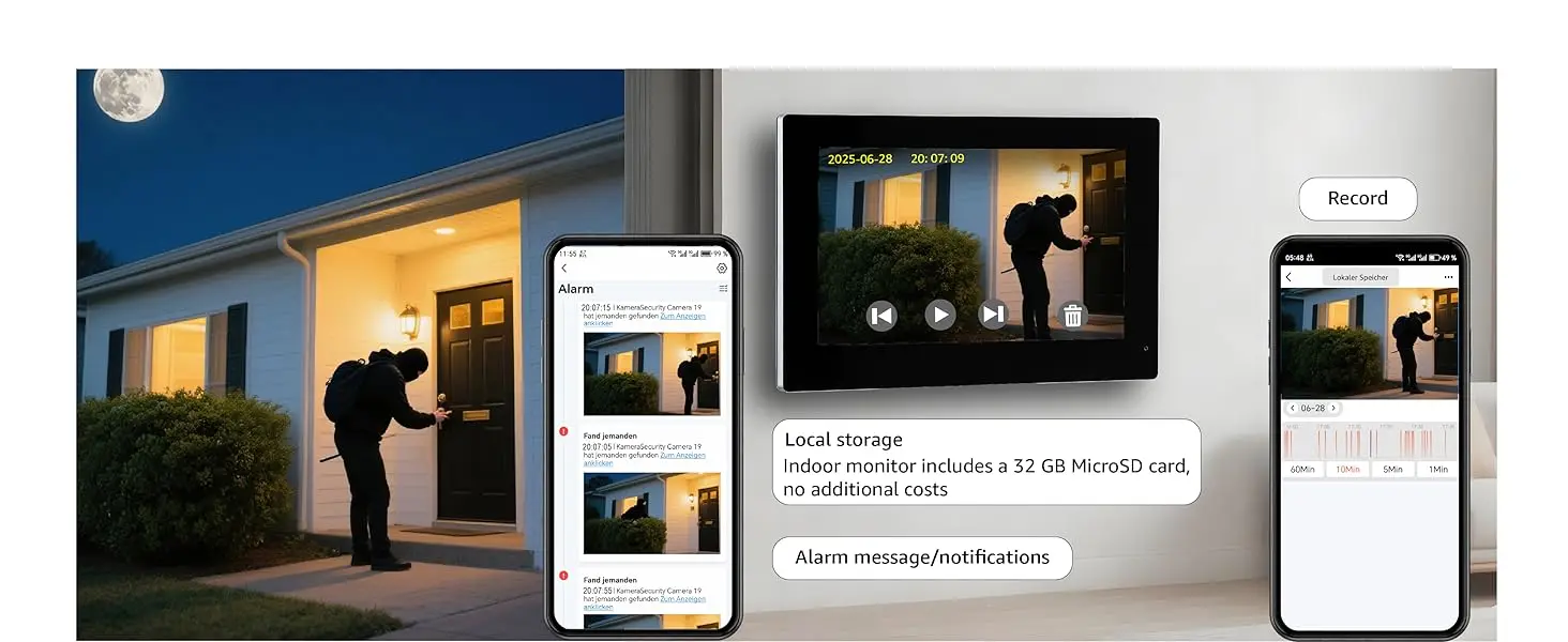 S2432126567a045e797bc064fb54c6631w 2-Wire TUYA Smart Video intercom doorbell 1080P Waterproof Camera 5G Wifi 7/10inch Touch Screen Support Password Inductive Card