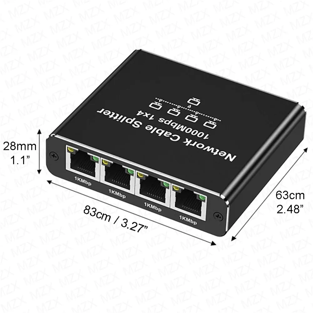 S243606823c494d06986194592dfb8914J MZX Hub réseau Gigabit 1 entrée 4 sorties 1000 Mbps, répartiteur Ethernet RJ45, adaptateur réseau PC Cat6/7/8