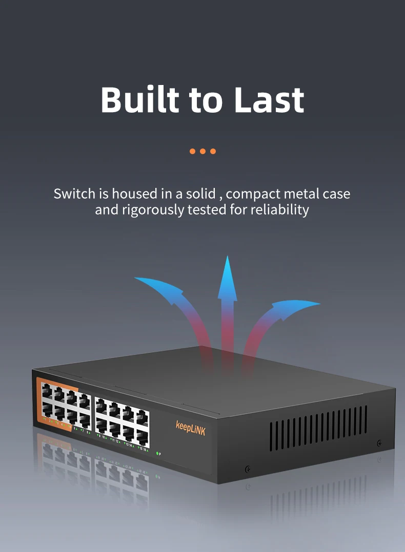 S24af6601866e434a9b3ab7c47fe954e1V KeepLink Switch Ethernet Gigabit 16 ports, non administrable, plug and play