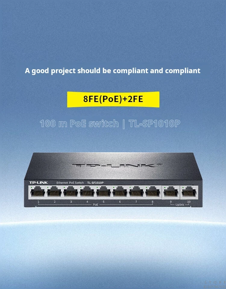 S26188aa584b241c9aa331ebbc37a821c5 TP-LINK 10-port 100M 8-port Poe Switch 62W Network Switch Hub Network Play and Plug TL-SF1010P