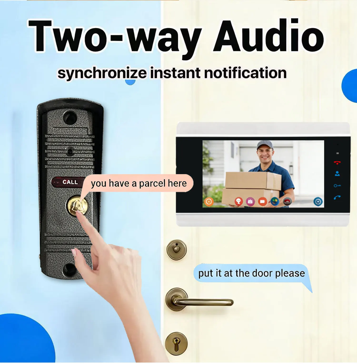 S2672e126debd4209ac33ef85e01c4b4fS Tuya Smart 7" Wired Video Door Phone 1080P Touch Screen Two Way Audio Night Vision Waterproof Remote APP Unlock Intercom
