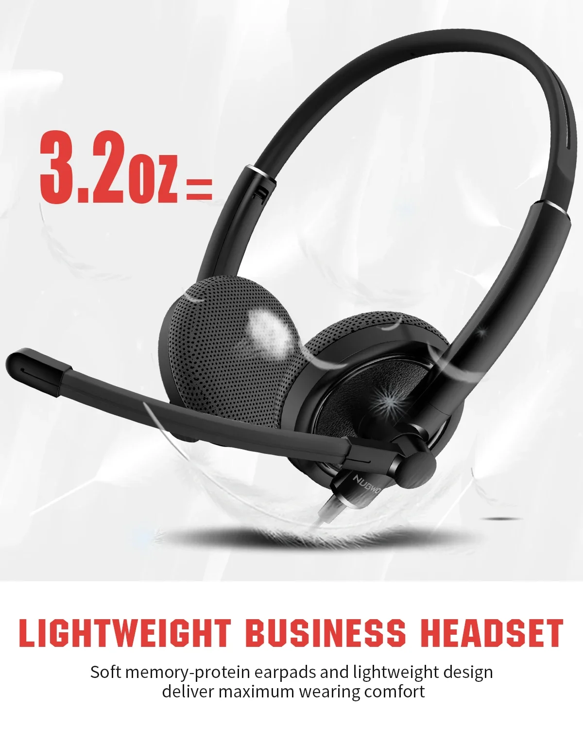 S2a47f9db904e487ea18bc37b6b74a427y NUBWO HW01 Casque USB centre d'appels ordinateur avec micro antibruit, pour PC portable, léger, filaire