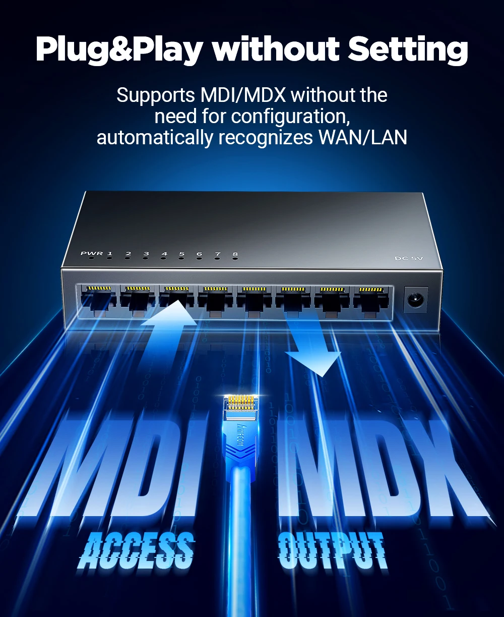 S2b36749a97bf4b5b8f3f18756217968aw AMPCOM 1000Mbps Gigabit Network Switch 5 8 Port Ethernet Smart Switcher High Performance RJ45 Hub Internet Splitter