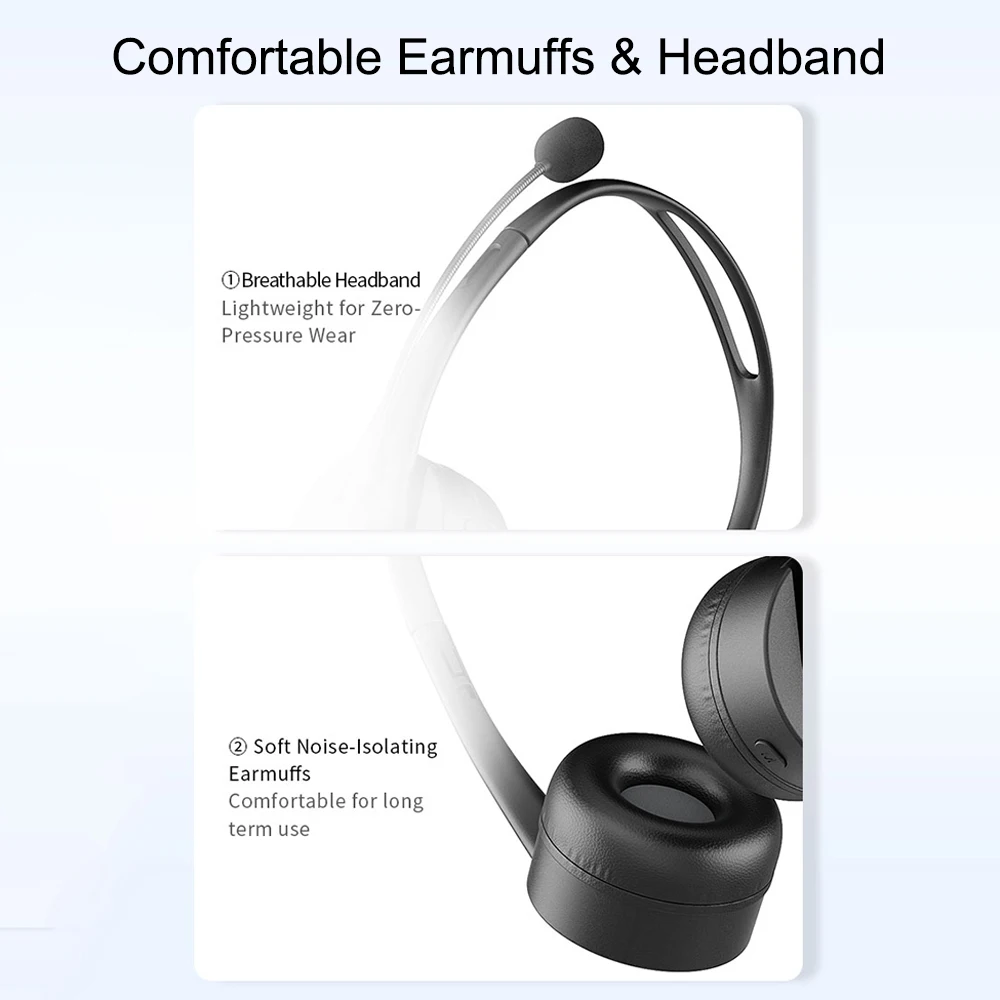 S2d5dc4bf4f7f4a92ad4dd1e077eca927A Casque Bluetooth 5.3 avec micro, réduction de bruit, mains libres, HiFi sans perte, sans fil, pour centre d'appels bureau PC