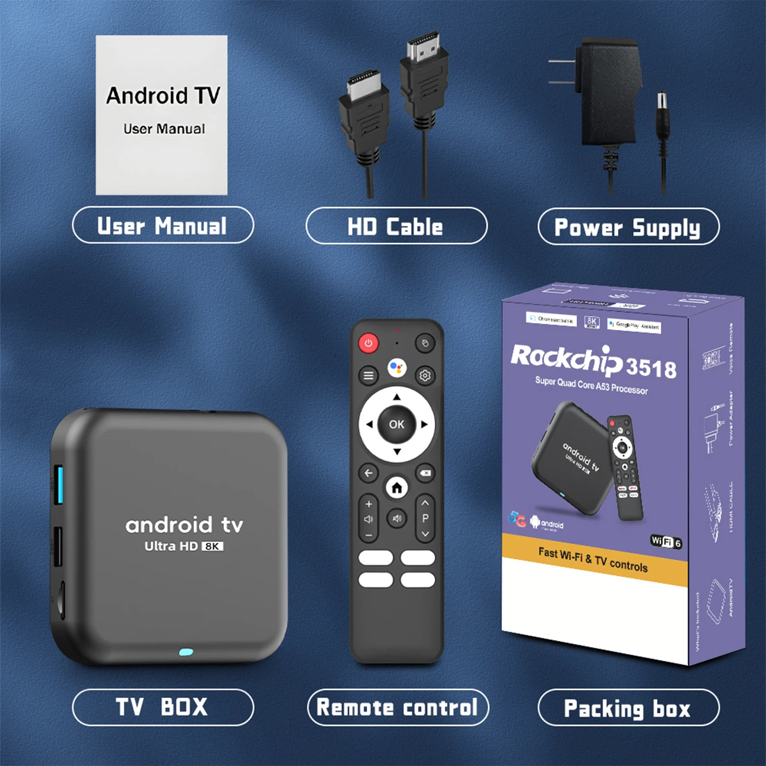 S30940948ef1c49dc96332bbfbb65d062r TV Box RK3518 Android 16 8K BT6.0 Ram 4GB 8GB Rom 128GB 256GB Dual Wifi 5G Wifi6 Media Player Google Assistant Smart TV Box Q18