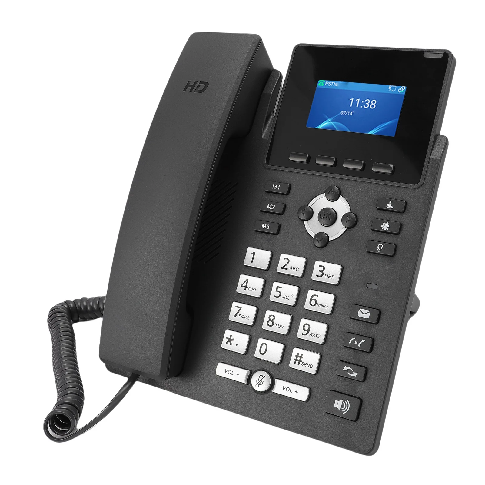 S325997e72e3743de81c294686e54afc1a IP Phone VoIP Business Phone Accounts 2.4 Inch Color Display Dual Port Gigabit Ethernet Desktop Business Media Phone