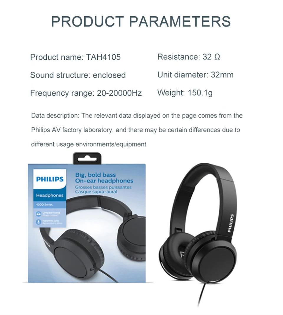 S333403bdd74f4744b94731417841c4fdI Philips TAH4105 Wired Headphones HiFi Stereo HD Call Headset With MIC Suitable For Online Learning And Outdoor Sports Earphones