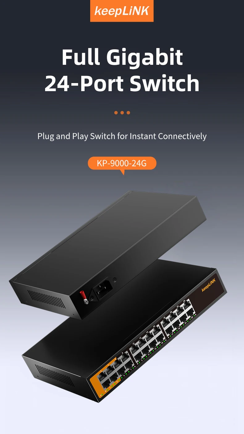 S342c394625184d3b916dc8edbc3a1923M KeepLiNK Switch Ethernet Gigabit 24 ports, non administrable, plug and play