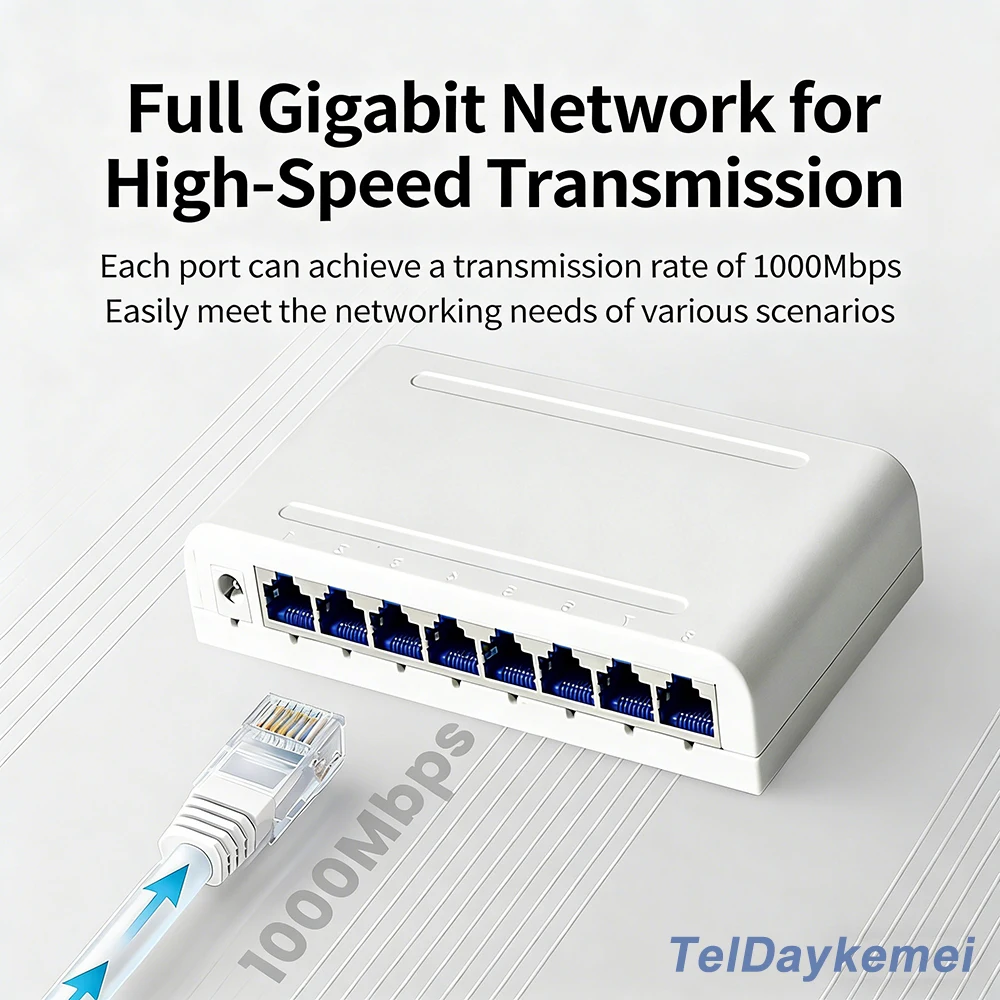 S3588ee87bb4d4ab5ab9d7494056f81350 8 Port 10/100/1000Mbps Network Switch, Plug & Play for Home Office