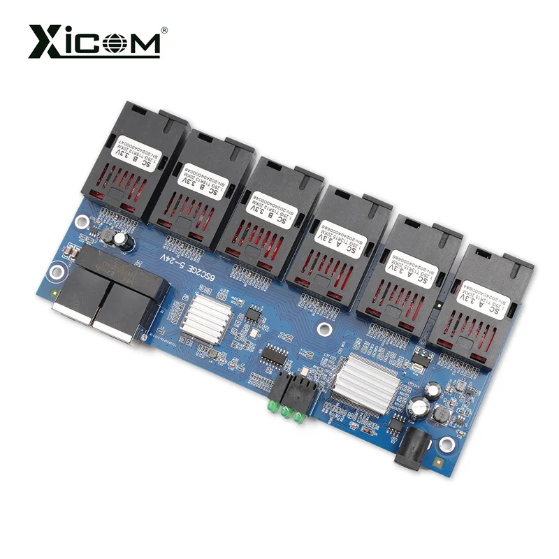S3617c7f5e8ac45169d2f4ad40eafdb75T 100/1000M Ethernet Optical Fiber Media Switch Converter Gigabit 6*Fiber Port 2*RJ45 Port FTTH Singlemode Switch Fibra PCBA Board