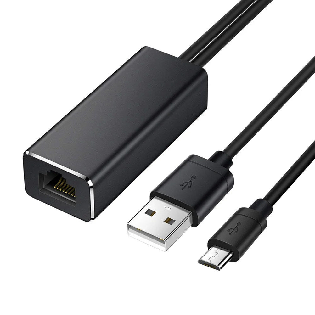 S39116a0b222b494398b1734c2a97b8e0e Fire TV Stick Ethernet Adapter Micro USB to RJ45 LAN Port Network Card with 3FT USB Power Supply Cable for TV Sticks Chromecast
