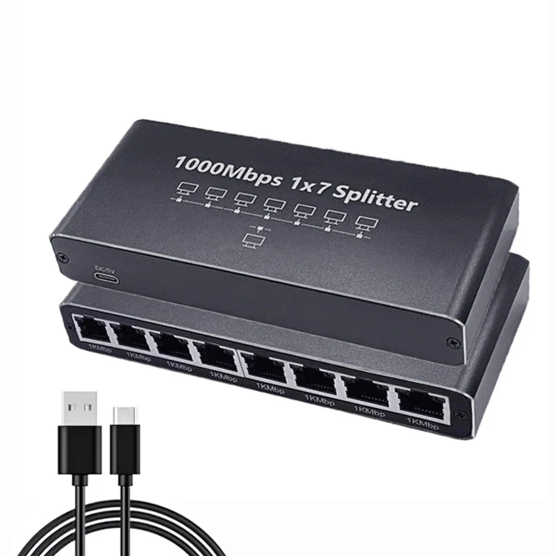 S3a25e66b29d14b0d851af3d573a08e43v Répartiteur Ethernet Gigabit 1 vers 7, 1000 Mbps RJ45 LAN, pour PC portable Nintendo Switch routeur box TV