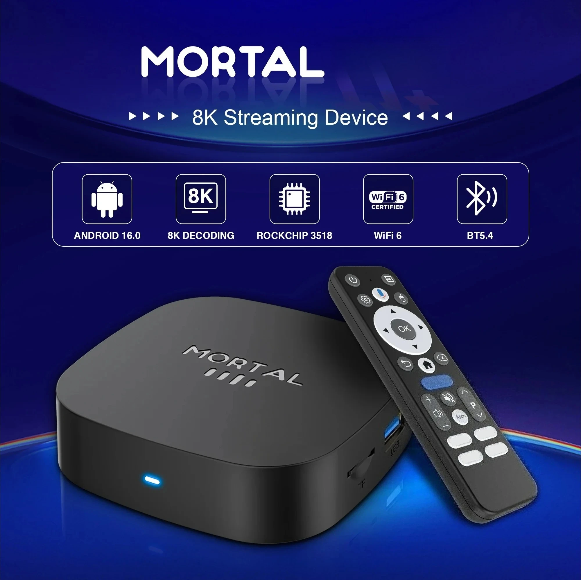 S3a4ff4fa85ce4dfb98ce5ac003868223S 2026 Nouvelle Box TV Smart Android 16 Rockchip RK3518, WiFi6, BT 5.4, interface 8K HD, lecteur multimédia, assistant vocal, IPTV
