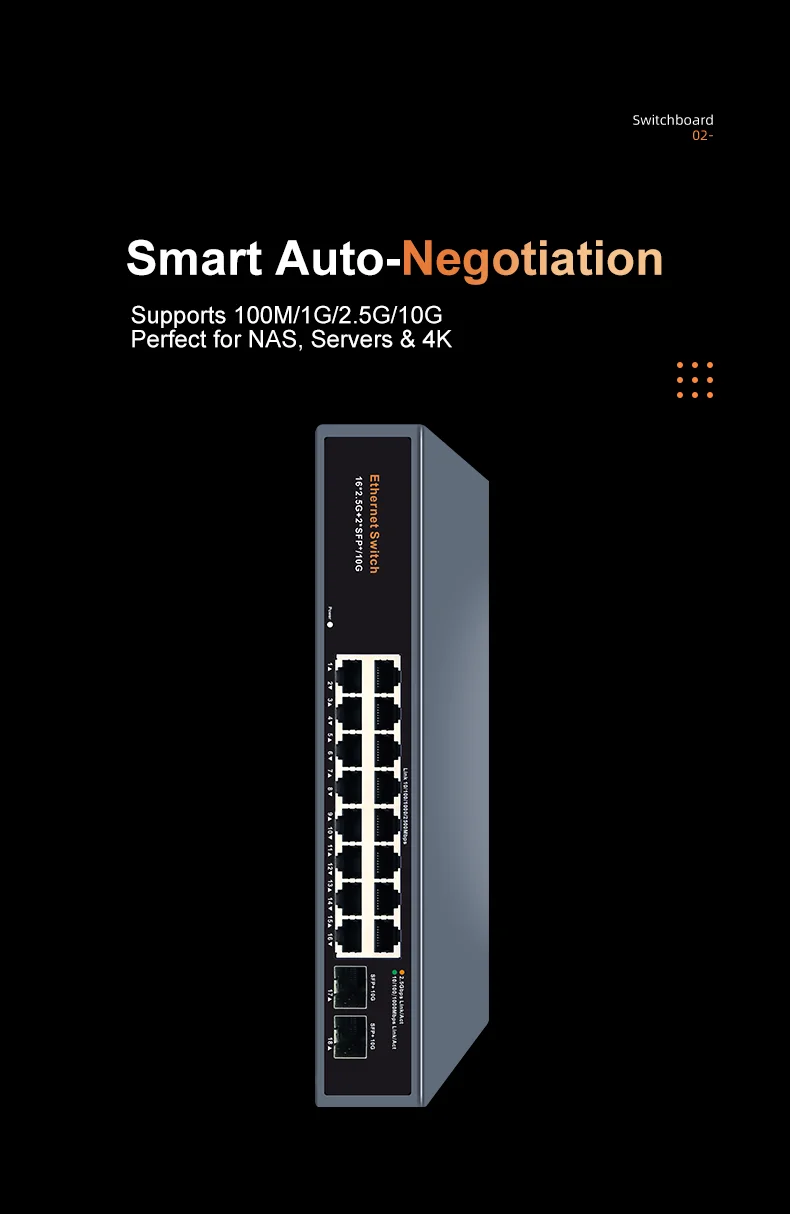 S3d0be068e3b3424186b9196c37804aef7 KeepLiNK Switch réseau multi-Gigabit 18 ports non administrable, 16 x 2.5 Gb Ethernet + 2 x 10 Gb SFP+, haut débit