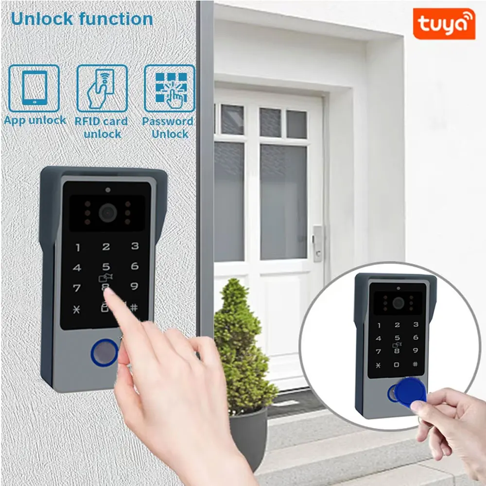 S3e6b25ea6be7432dbd335102e49b9d2dT Tuya Wifi Smart Home Video Door Phone Video intercom 1080P 10inch Touch Monitor 2-Wires Doorbell Door Camera Security System