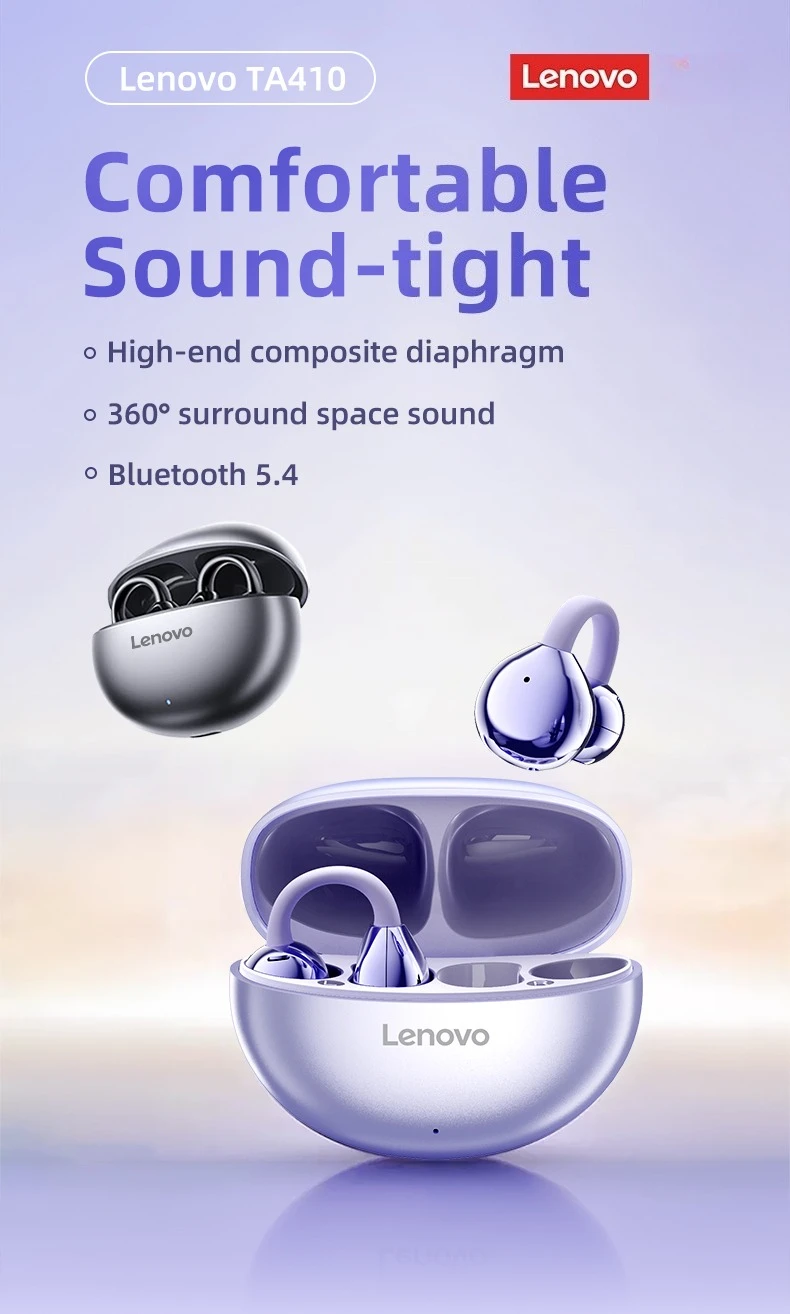 S3eb3ae60979d4fcfbad98f9fb1faba32F Lenovo Écouteurs Bluetooth sans fil 5.4 TWS, effets sonores panoramiques, très longue autonomie, confortables, TA410