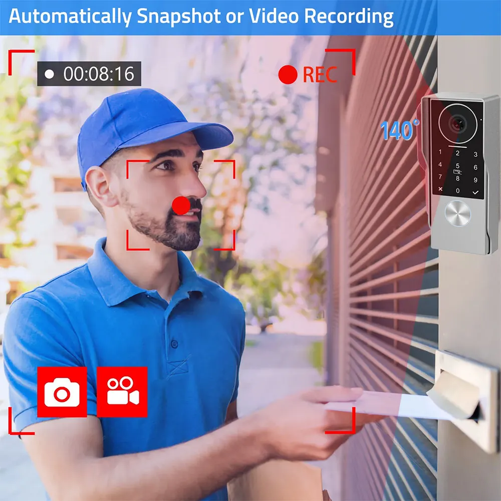 S3f27e0ac77454d49a3f73c50004a8c65L 2-Wire TUYA Smart Video intercom doorbell 1080P Waterproof Camera 5G Wifi 7/10inch Touch Screen Support Password Inductive Card